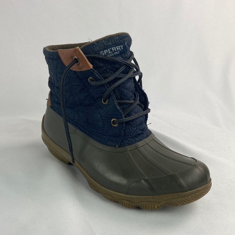 SPERRY duck shoes quilted denim waterproof rubber boot 5.5